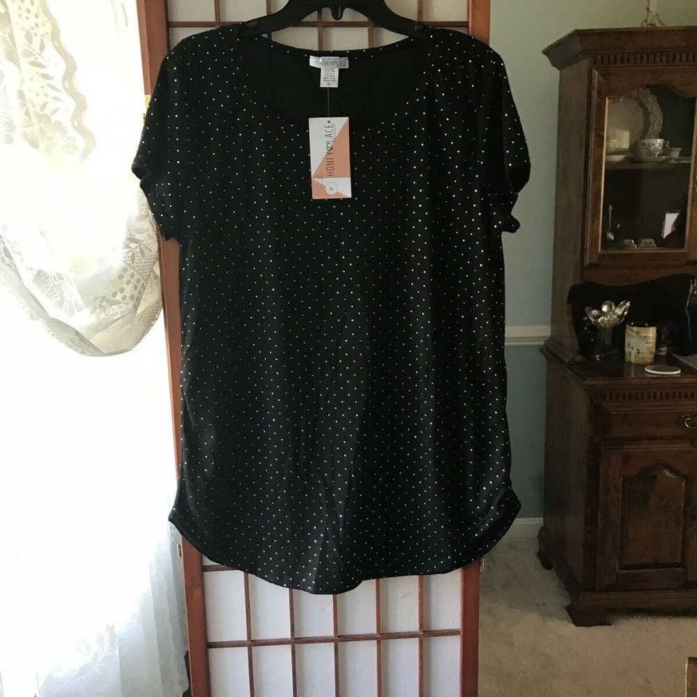 Vintage Honey & Lace XL Oakland Tee Dotted Black